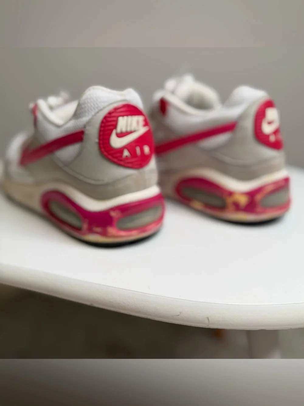 Nike Women's White Sneakers with Hot Pink Accents